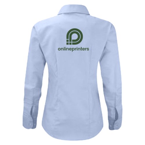 Oxford blauwe blouse van katoenmix voor dames, met lange mouwen.