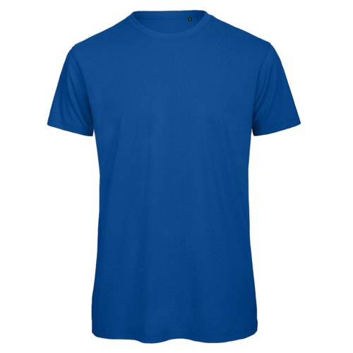 Koningsblauw biologisch katoenen T-shirt met korte mouwen.