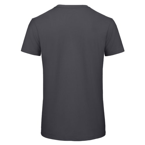 Donkergrijs katoenen t-shirt met korte mouwen.