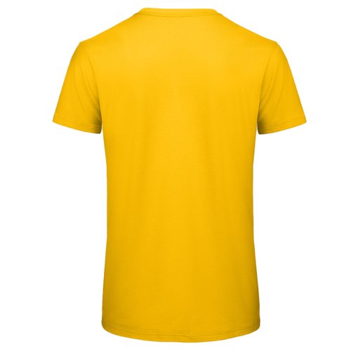 Goudgeel biologisch katoenen T-shirt met korte mouwen.