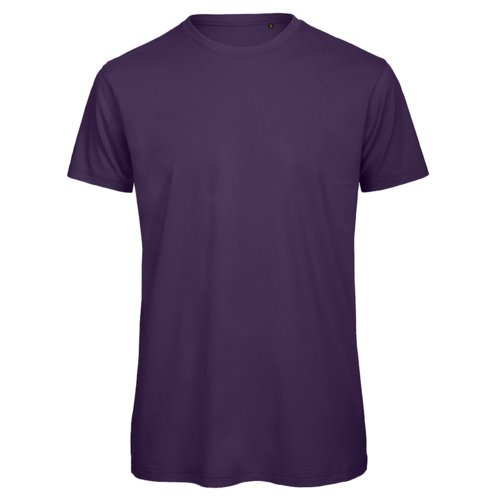 Donkerpaars biologisch katoenen T-shirt voor heren met korte mouwen.