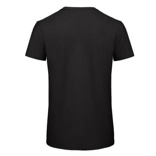 Zwart biologisch katoenen T-shirt met korte mouwen.