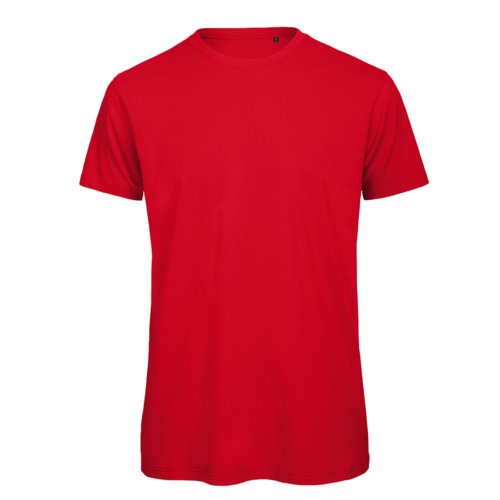 Rood biologisch katoenen T-shirt met korte mouwen.