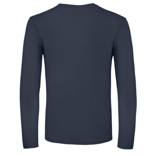 Marineblauwe katoenen T-shirt met lange mouwen voor heren.