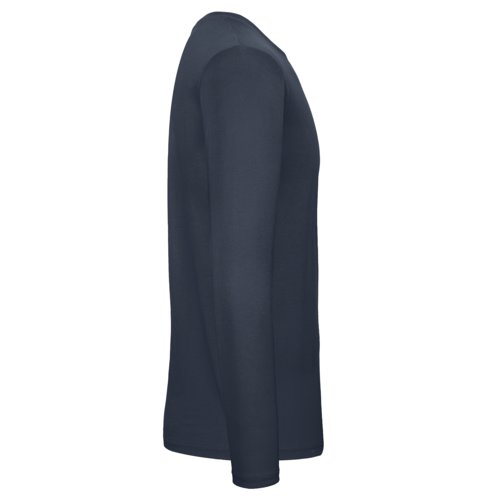 Marineblauwe katoenen T-shirt met lange mouwen voor heren.