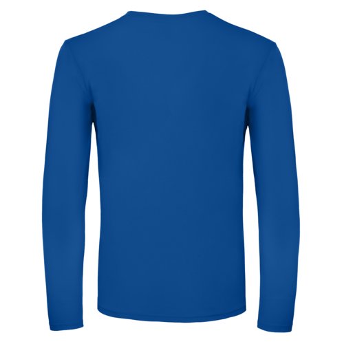 Koningsblauw katoenen T-shirt met lange mouwen voor heren.