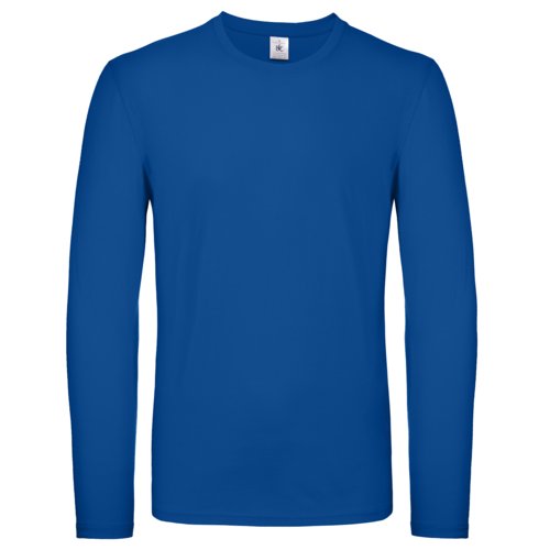 Koningsblauw katoenen shirt met lange mouwen voor heren.