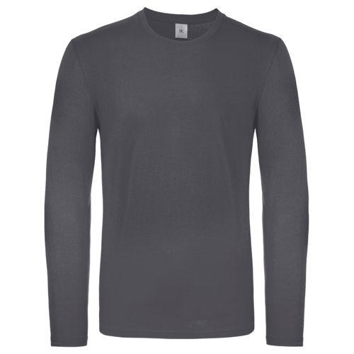 Donkergrijs katoenen shirt met lange mouwen voor heren.