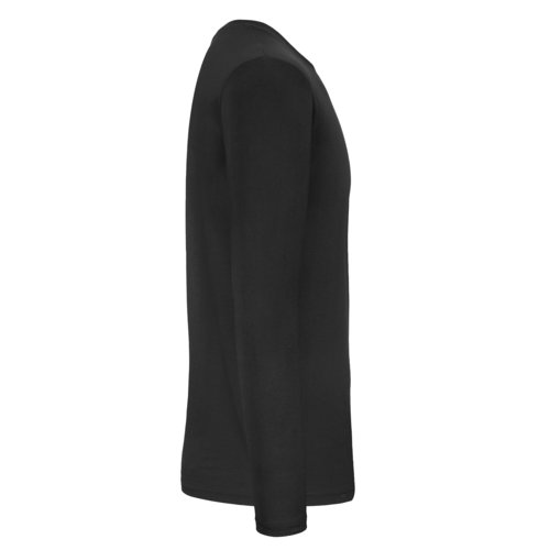 Zwart katoenen shirt met lange mouwen en ronde hals.