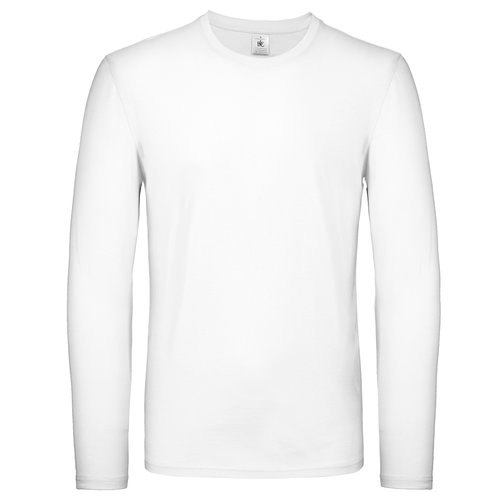 Wit katoenen shirt met lange mouwen voor heren.
