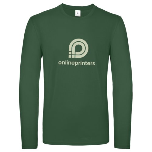 Groen katoenen shirt met lange mouwen voor heren met ronde hals.