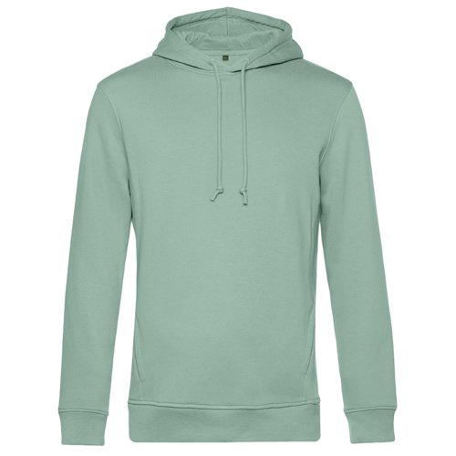 Mintgroene hoodie van biologisch katoen en gerecycled polyester met capuchon.