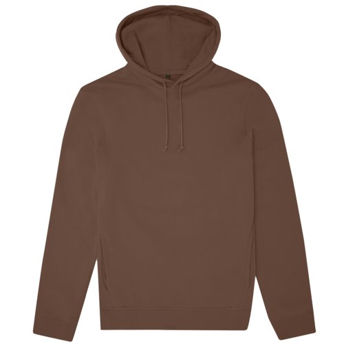 Bruine katoen-polyester hoodie met capuchon en trekkoord.