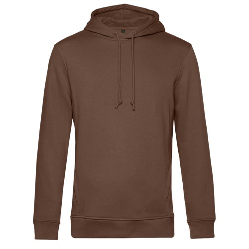 Bruine hoodie van katoenmix met capuchon en trekkoord.