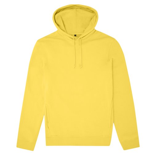 Gele katoen-polyester hoodie met capuchon en trekkoord.