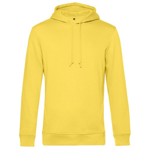 Gele katoen-polyester hoodie met capuchon en trekkoord voor heren.