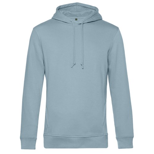 Lichtblauwe hoodie van katoenmix met capuchon en trekkoord, herenmodel.