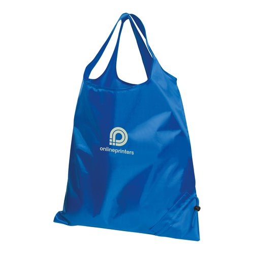 Blauwe converteerbare tas met trekkoord.