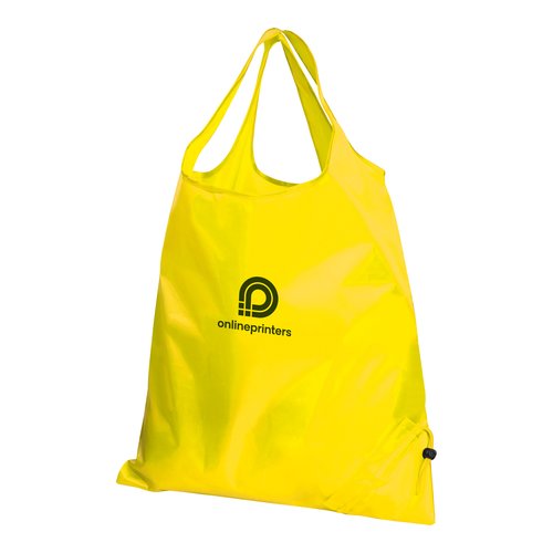 Gele convertible tas met trekkoord.