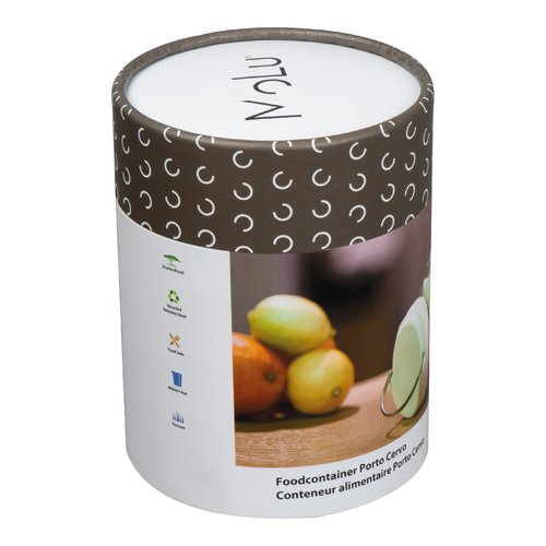 Witte houten voedselcontainer met deksel.