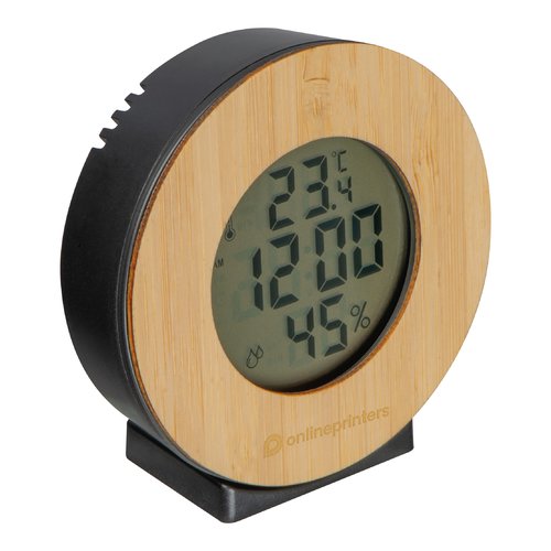 Beige weerstation met display.