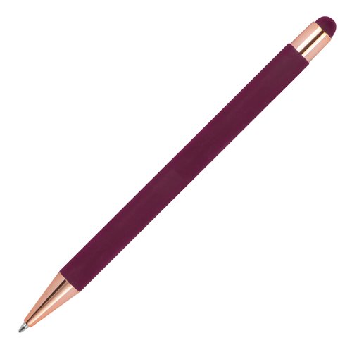 Bordeauxrode balpen met touch pen en drukmechanisme.