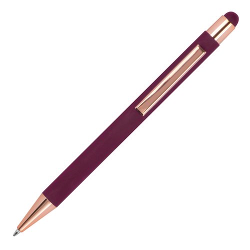 Bordeauxrode balpen met touch pen en clip.