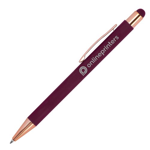 Bordeaux metalen balpen met touch-pen en clip.