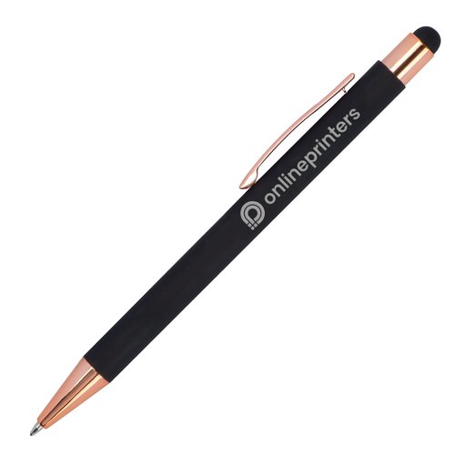 Zwarte balpen met touchscreen pen en clip.