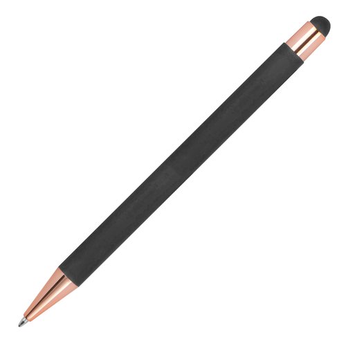 Antracietkleurige balpen met touch pen en clip.