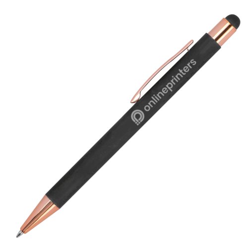 Antracietkleurige balpen met touch pen en clip.