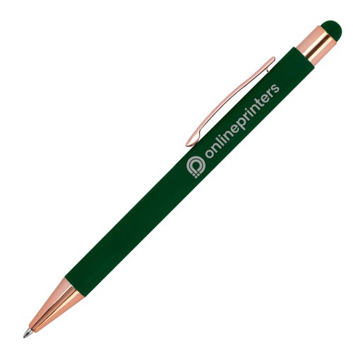 Groene metalen balpen met touch pen en clip.