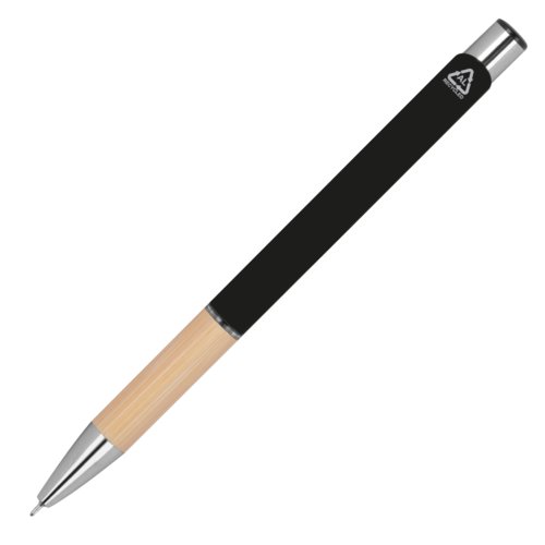 Zwarte gelpen van gerecycled materiaal met drukmechanisme.