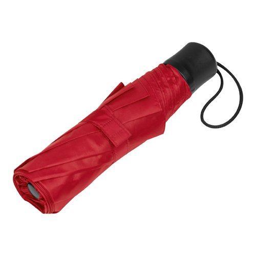 Rode RPET zakparaplu met polsband.