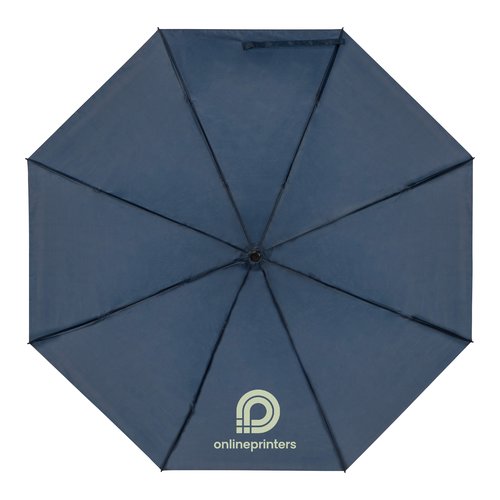 Donkerblauwe RPET-zakparaplu met hoes en handvat.