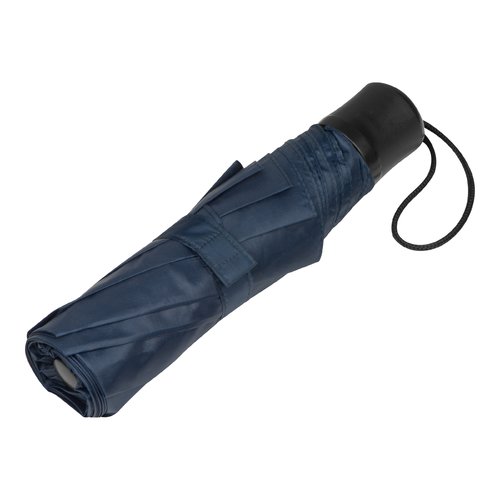 Donkerblauwe RPET zakparaplu met polsband.