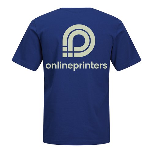 Donkerblauw biologisch katoenen T-shirt met korte mouwen en een rechte snit.