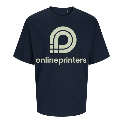 Marineblauw unisex biologisch katoenen t-shirt met oversized pasvorm.