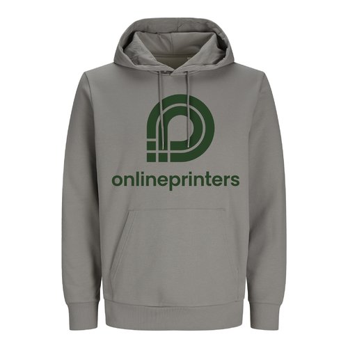 Grijze katoenen hoodie, unisex pasvorm, met capuchon en kangoeroezak.