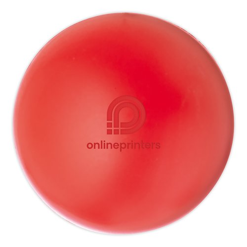 Rode anti-stressbal van zacht materiaal om in te knijpen.