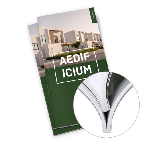 Gelijmde papieren catalogus in staand formaat.