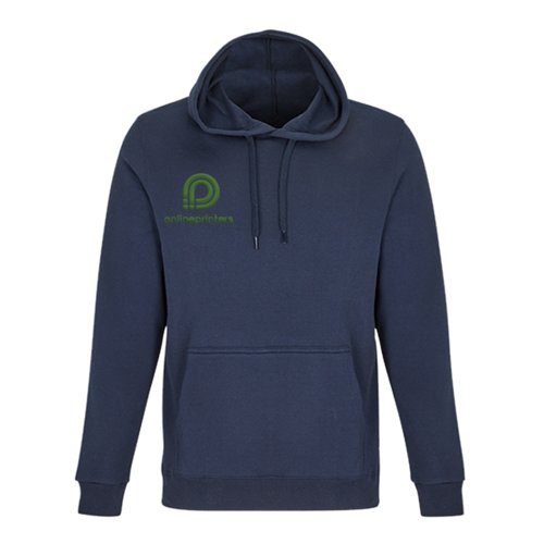 Marineblauwe hoodie van katoenmix met capuchon en kangoeroezak.