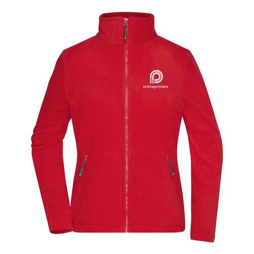 Rode fleece jas van polyester voor dames met volledige ritssluiting.