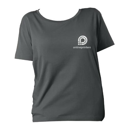 Antracietkleurig biologisch katoenen T-shirt voor dames.