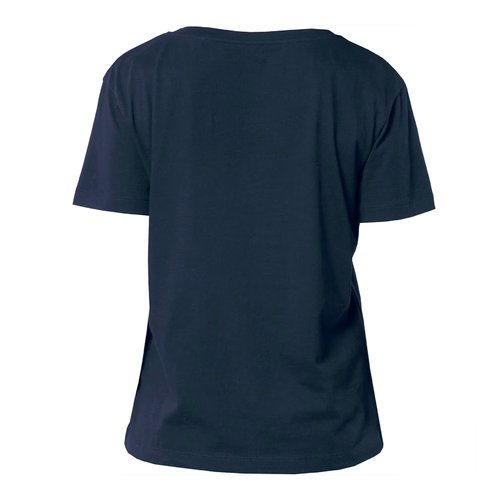 Marineblauw dames T-shirt van biologisch katoen met korte mouwen en ronde hals.