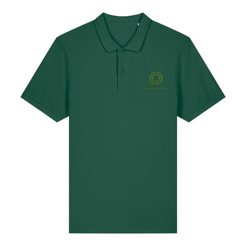 Groen katoenen poloshirt voor heren met korte mouwen.