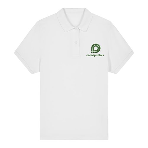 Wit damespoloshirt van biologisch katoen met korte mouwen.