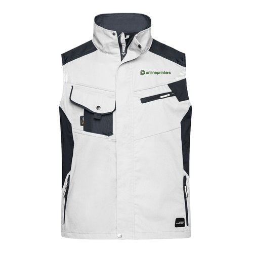 Wit-grijs polyester-katoenen werkvest met zakken.
