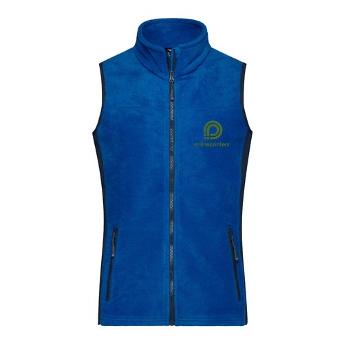 Blauw polyester fleece vest voor dames met volledige rits en zakken.