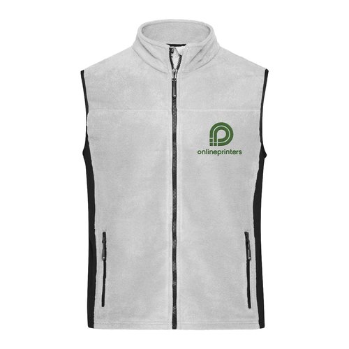 Wit/grijs polyester fleece vest met rits en zakken aan de zijkant voor dames.